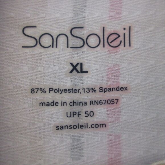 San Soleil Top Plaid Mock Neck Zip UPF 50 Mesh Golf Outdoor Hike Camp - Picture 4 of 14